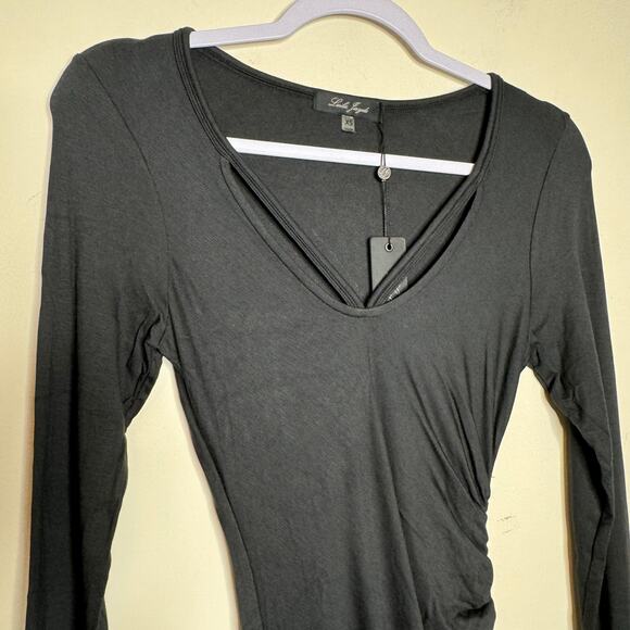 Laila Jayde Asymmetrical Shirred Dress in Black NWT Size XS - Picture 3 of 10